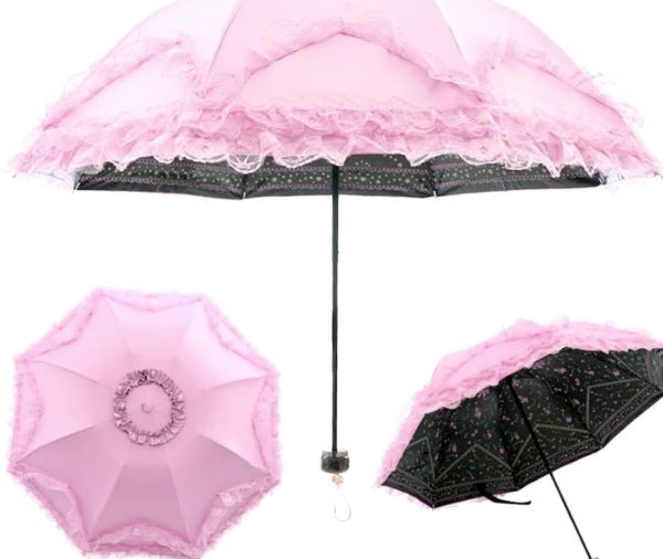 Lace Windproof Folding Sunny and Rainy Umbrella Ultraviolet-Proof Anti Sun UV Protection Parasol Umbrella