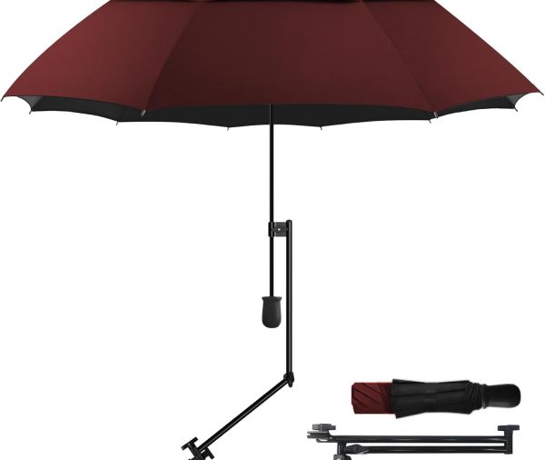 UPF 50+ Golf Umbrella with Adjustable Universal Clamp, Portable Umbrellas for Rain, Manual Open & Close, for Beach Chair, Golf Cart, Stroller, Bleacher, Patio