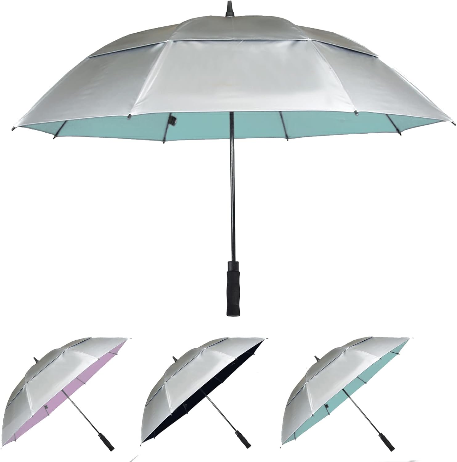 54/62/68/72 Inch Automatic Open Golf Umbrella, Extra Large Oversize Double y Vented Windproof Waterproof Stick Umbrellas for Rain