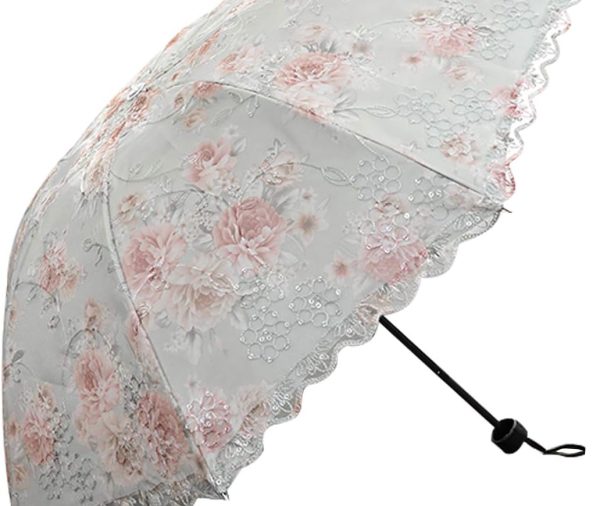 lace parasol umbrella Folding Anti-uv Sunshade Vintage Embroidered Sun Protection