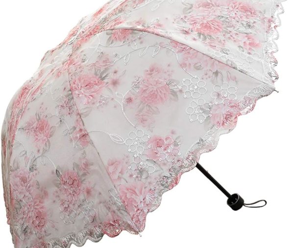lace parasol umbrella Folding Anti-uv Sunshade Vintage Embroidered Sun Protection