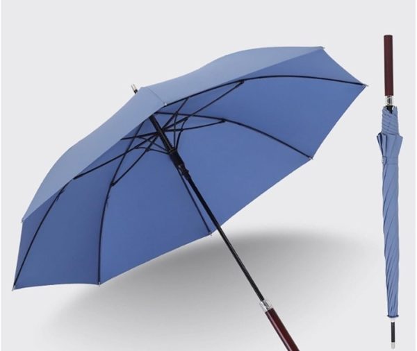 Umbrella for Rain Retro Solid Wood Curved Handle Eight-bone Long Handle Umbrella Business Straight Umbrella Men's Double Automatic Wooden Handle Umbrella Outdoor Umbrellas