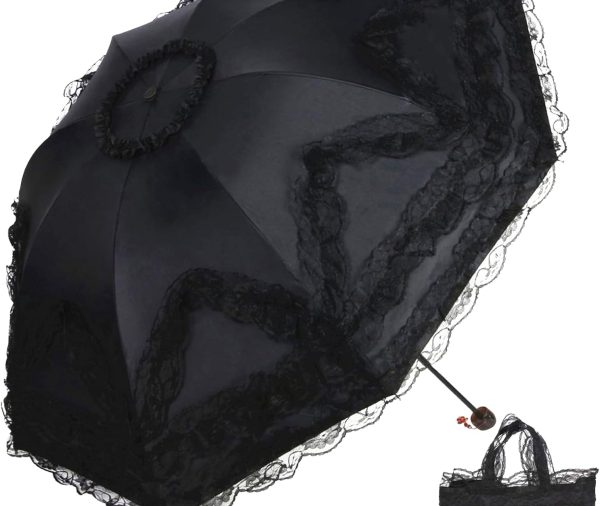 Vintage Lace Parasol Gothic Lolita Umbrella UV Sun Protection Witch Cosplay Photoshoot Props Party Dration