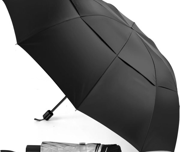 UPF 50+ UV Protection Compact Golf Umbrella,62 Inch Extra Large Oversize Double y Vented Umbrella Windproof Waterproof for Men and Women
