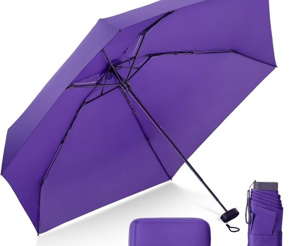 Compact Travel Umbrella with Case - Mini Umbrella for Purse, Small Lightweight &Tiny Design Perfect for Parasol Outdoor Sun&Rain Umbrellas