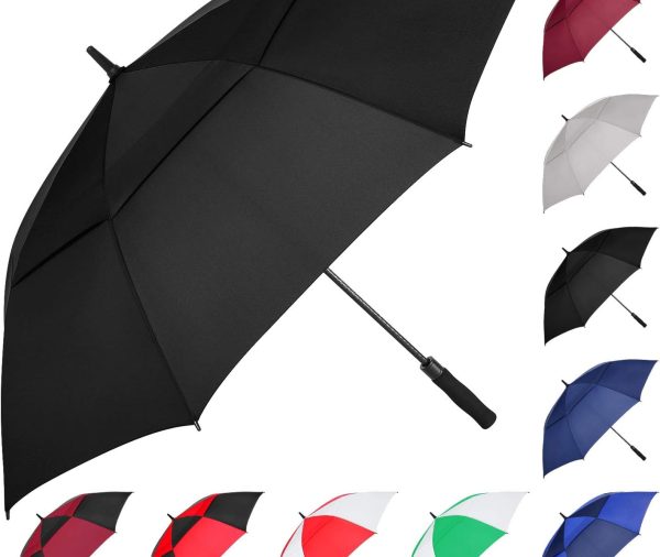 54/62/68/72 Inch Automatic Open Golf Umbrella, Extra Large Oversize Double y Vented Windproof Waterproof Stick Umbrellas for Rain