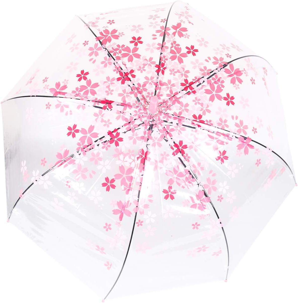 Clear Cherry Umbrella Auto Open Transparent Windproof for Kids or Outdoor Weddings 32 Inches Diameter, - Image 2