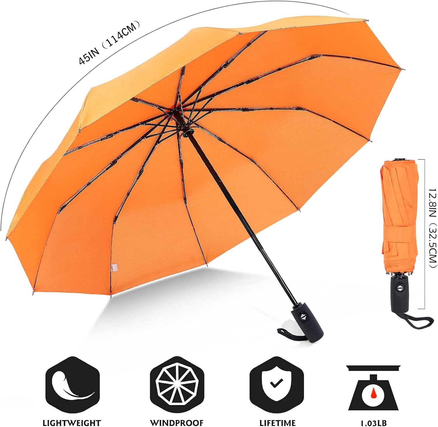 Travel Umbrella Compact - 10 Ribs Portable Collapsible Umbrellas for Rain Windproof - Automatic Small Folding Umbrella Lightweight Packable Umbrella for Women Men - Image 2