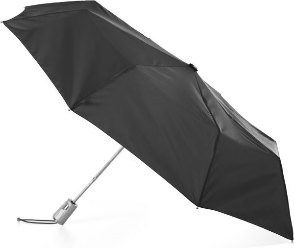 Automatic Open Water-Resistant Travel Foldable Umbrella, Black