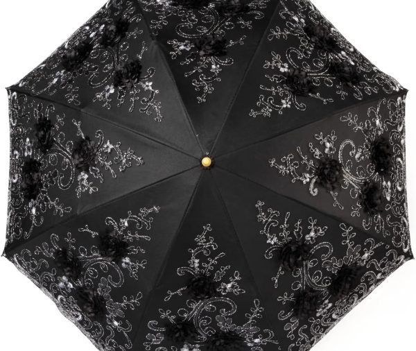 Embroidered Lace Double-deck Anti-UV Parasol Sun/Rain/Snow Folding Umbrella