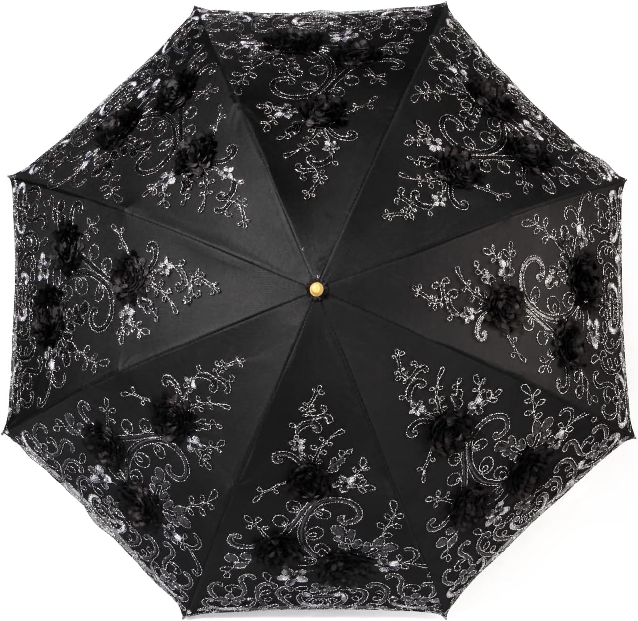 Embroidered Lace Double-deck Anti-UV Parasol Sun/Rain/Snow Folding Umbrella