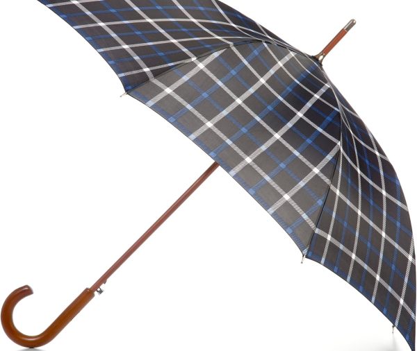 Auto Open Umbrella Classic Wooden J Stick Handle with Easy Grip - Windproof, Rainproof and Durable y Design – Versatile Travel, Perfect for Rainy Days