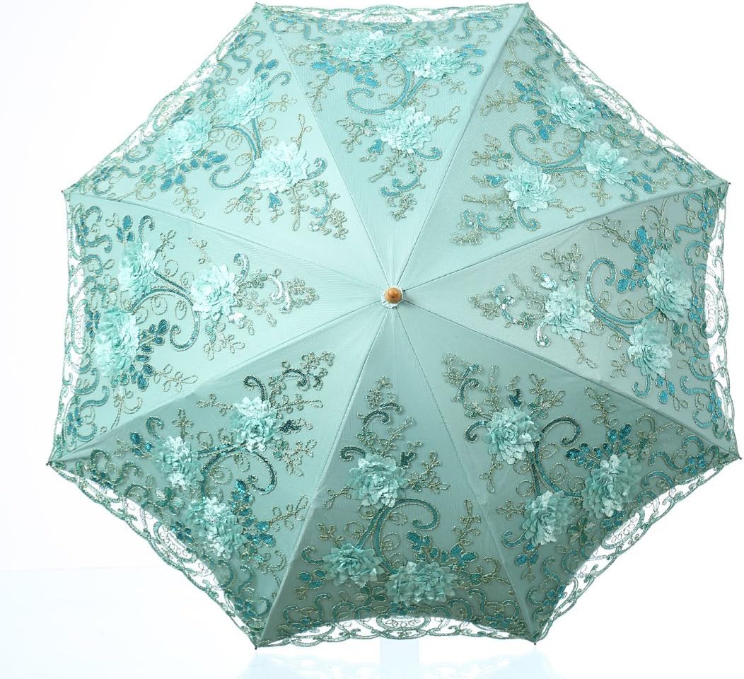 Embroidered Lace Double-deck Anti-UV Parasol Sun/Rain/Snow Folding Umbrella - Image 2