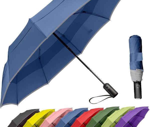 42/49 Inch Compact Windproof Travel Umbrella for Rain, Lightweight, Portable, Automatic, Strong, Waterproof Folding Umbrellas for Women, Men and Teenagers