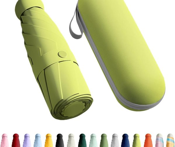 Travel Umbrella - Mini Folding Compact Umbrella with Case, 8 Ribs Lightweight Portable Umbrella, Small Sun & Rain Pocket Umbrella for Girls and Women