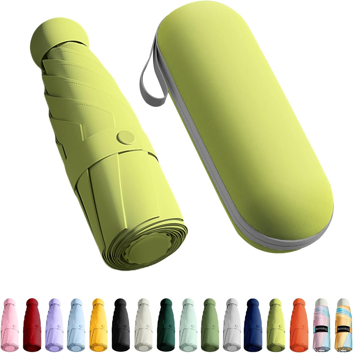 Travel Umbrella - Mini Folding Compact Umbrella with Case, 8 Ribs Lightweight Portable Umbrella, Small Sun & Rain Pocket Umbrella for Girls and Women