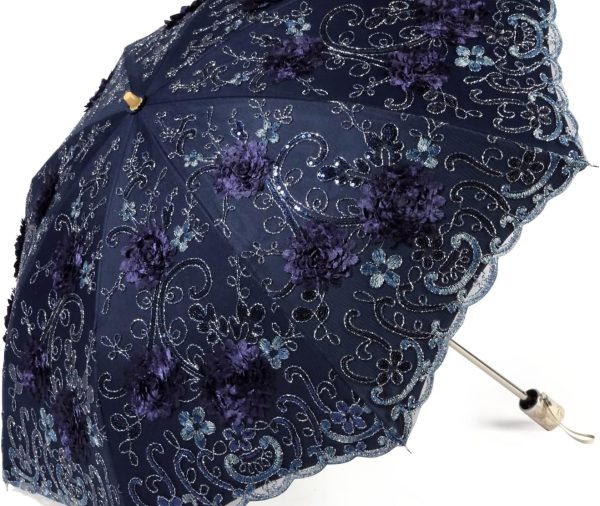 Embroidered Lace Double-deck Anti-UV Parasol Sun/Rain/Snow Folding Umbrella